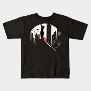 Black Cat City Sunset Kids T-Shirt